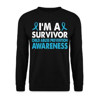 Blue Ribbon of the Month to raise awareness about - Unisex Sweatshirt - black - Front - Alina (178cm) & Michal (187cm)