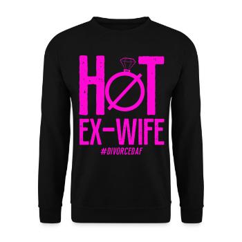Happy Divorce Party Hot Ex-Wife - Unisex Sweatshirt - black - Front - Alina (178cm) & Michal (187cm)