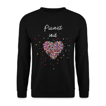 Pianist mit Herz Klavier Klavierspieler Orchester - Unisex Pullover - Schwarz - Vorne - Alina (178cm) & Michal (187cm)