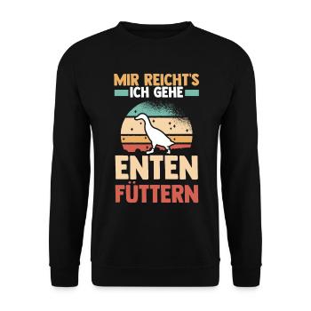 Entenliebhaber Tiermotiv Ente - Unisex Pullover - Schwarz - Vorne - Alina (178cm) & Michal (187cm)