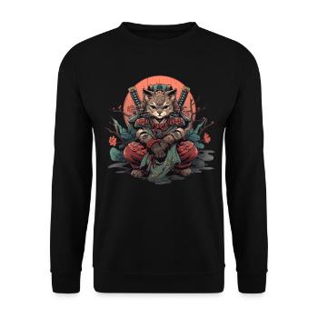 Asia Cat Japanese Samurai Samurai - Unisex Sweatshirt - black - Front - Alina (178cm) & Michal (187cm)