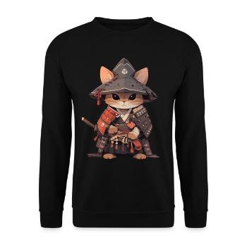 Asia Cat Japanese Samurai Samurai - Unisex Sweatshirt - black - Front - Alina (178cm) & Michal (187cm)