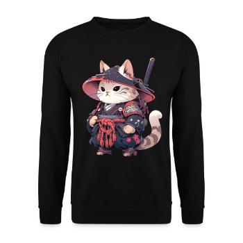 Asia Cat Japanese Samurai Samurai - Unisex Sweatshirt - black - Front - Alina (178cm) & Michal (187cm)