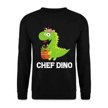Chef Dino Kitchen Cook & Dinosaur Lover Kitchen Co - Unisex Pullover - Schwarz - Vorne - Alina (178cm) & Michal (187cm)
