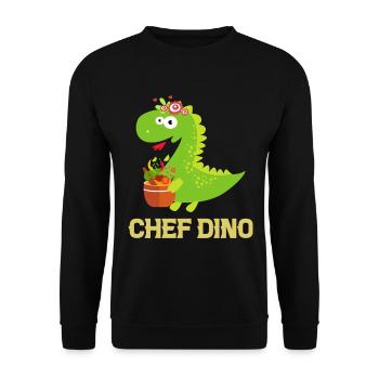 Chef Dino Kitchen Cook & Dinosaur Lover Dino Chef - Unisex Pullover - Schwarz - Vorne - Alina (178cm) & Michal (187cm)