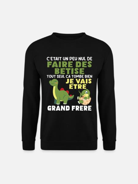 Futur Grand Frère Dinosaure Grand Frère Cadeau - Sweat-shirt Unisexe - noir