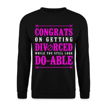 Happy Divorce Party Congrats On - Unisex Sweatshirt - black - Front - Alina (178cm) & Michal (187cm)