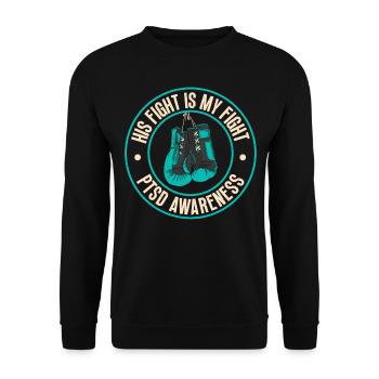 His fight is Pstd-consciousness in blue-green - Unisex Sweatshirt - black - Front - Alina (178cm) & Michal (187cm)
