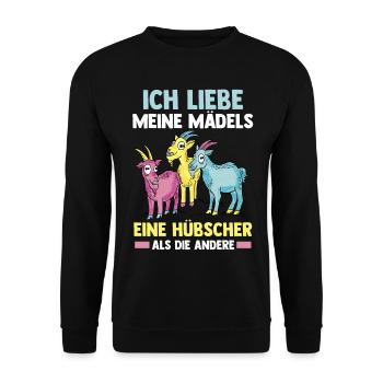 Bauernhof Landwirt Bauer Ziegen - Unisex Pullover - Schwarz - Vorne - Alina (178cm) & Michal (187cm)