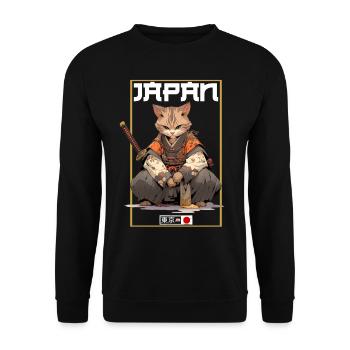 Asia Cat Japanese Samurai Samurai - Unisex Sweatshirt - black - Front - Alina (178cm) & Michal (187cm)