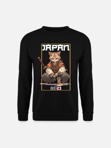Asia Cat Japanese Samurai Samurai - Unisex Sweatshirt - black