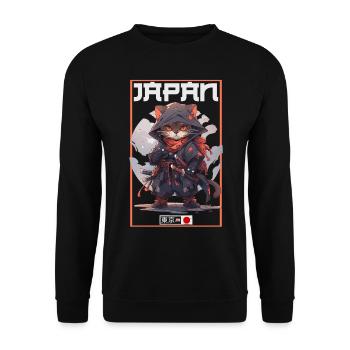 Asia Cat Japanese Samurai Samurai - Unisex Sweatshirt - black - Front - Alina (178cm) & Michal (187cm)