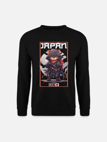 Asia Cat Japanese Samurai Samurai - Unisex Sweatshirt - black