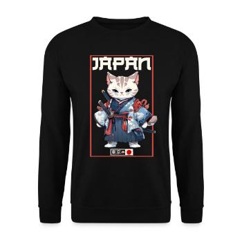 Asia Cat Japanese Samurai Samurai - Unisex Sweatshirt - black - Front - Alina (178cm) & Michal (187cm)