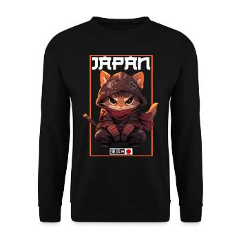 Asia Cat Japanese Samurai Samurai - Unisex Sweatshirt - black - Front - Alina (178cm) & Michal (187cm)