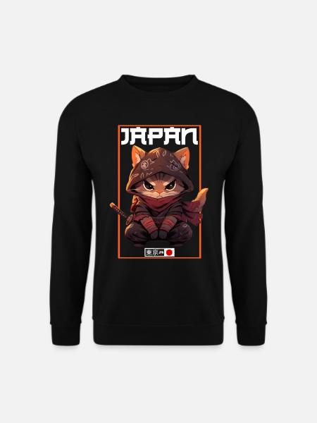 Asia Cat Japanese Samurai Samurai - Unisex Sweatshirt - black