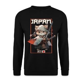 Asia Cat Japanese Samurai Samurai - Unisex Sweatshirt - black - Front - Alina (178cm) & Michal (187cm)