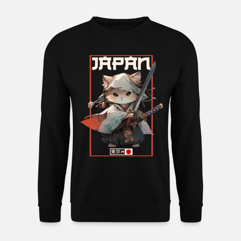 Asia Cat Japanese Samurai Samurai - Unisex Sweatshirt - black