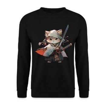 Asia Cat Japanese Samurai Samurai - Unisex Sweatshirt - black - Front - Alina (178cm) & Michal (187cm)