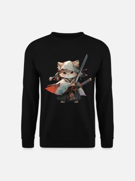 Asia Cat Japanese Samurai Samurai - Unisex Sweatshirt - black