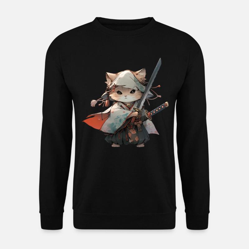 Asia Cat Japanese Samurai Samurai - Unisex Sweatshirt - black