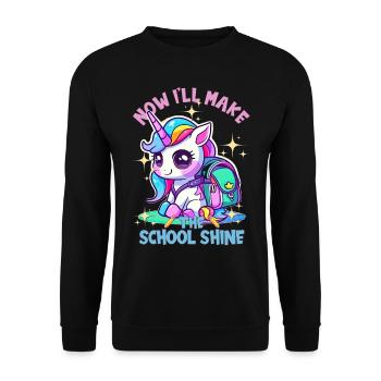 Schulkind Zur Einschulung Goodbye Kindergarten - Unisex Pullover - Schwarz - Vorne - Alina (178cm) & Michal (187cm)