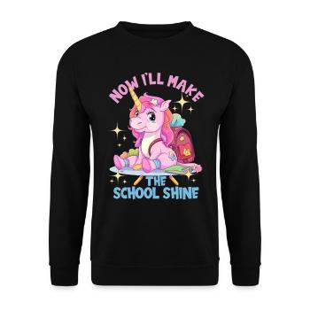 Schulkind Zur Einschulung Goodbye Kindergarten - Unisex Pullover - Schwarz - Vorne - Alina (178cm) & Michal (187cm)