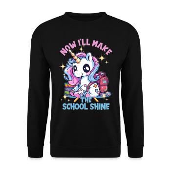 Schulkind Zur Einschulung Goodbye Kindergarten - Unisex Pullover - Schwarz - Vorne - Alina (178cm) & Michal (187cm)