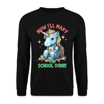 Schulkind Zur Einschulung Goodbye Kindergarten - Unisex Pullover - Schwarz - Vorne - Alina (178cm) & Michal (187cm)