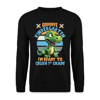 Schulkind Zur Einschulung Goodbye Kindergarten - Unisex Pullover - Schwarz - Vorne - Alina (178cm) & Michal (187cm)