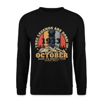 Vintage Geburtstagsgeschenk 1933 Oktober - Unisex Pullover - Schwarz - Vorne - Alina (178cm) & Michal (187cm)