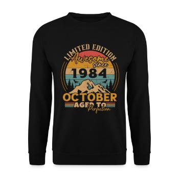 Original October 1984 vintage anniversary 1984 - Unisex Sweatshirt - black - Front - Alina (178cm) & Michal (187cm)