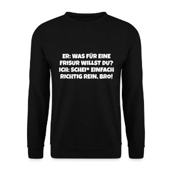 Frisör Meme Friseur Lustige Frisur - Unisex Pullover - Schwarz - Vorne - Alina (178cm) & Michal (187cm)