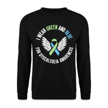 Je porte un ruban vert et bleu pour - Sweat-shirt Unisexe - noir - Devant - Alina (178cm) & Michal (187cm)