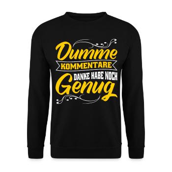 Dumme Kommentare für Arbeitskollegen - Unisex Pullover - Schwarz - Vorne - Alina (178cm) & Michal (187cm)