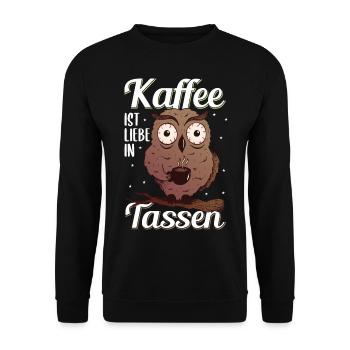 Coffee saying for morning grouches - Unisex Sweatshirt - black - Front - Alina (178cm) & Michal (187cm)
