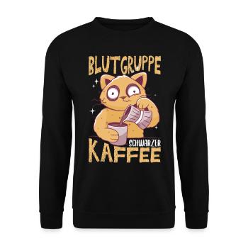 Blutgruppe schwarzer Kaffee für Nachteulen - Unisex Pullover - Schwarz - Vorne - Alina (178cm) & Michal (187cm)
