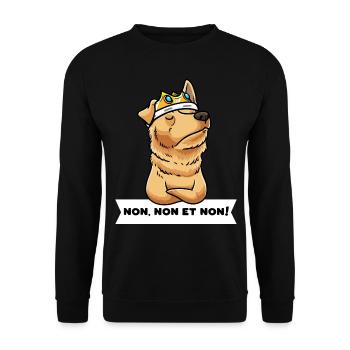 Berger Basque Chien Avec Couronne Têtu - Sweat-shirt Unisexe - noir - Devant - Alina (178cm) & Michal (187cm)