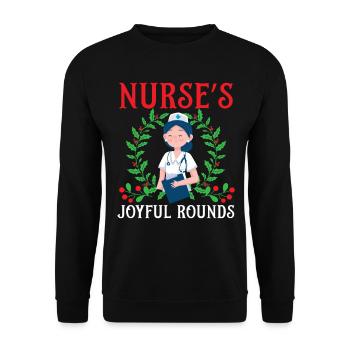 Krankenschwester's Joyful Rounds Krankenschwester - Unisex Pullover - Schwarz - Vorne - Alina (178cm) & Michal (187cm)