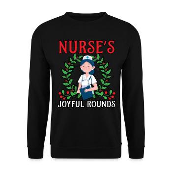 Nurse's Joyful Rounds Krankenschwester Weihnachten - Unisex Pullover - Schwarz - Vorne - Alina (178cm) & Michal (187cm)
