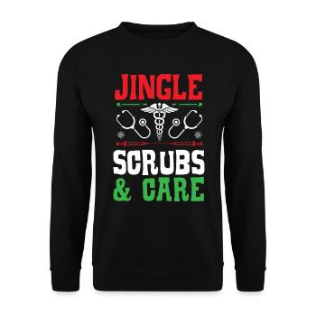 Jingle Scrubs & Care Nurse Noël - Sweat-shirt Unisexe - noir - Devant - Alina (178cm) & Michal (187cm)
