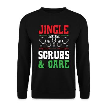 Jingle Scrubs & Care Nurse Noël - Sweat-shirt Unisexe - noir - Devant - Alina (178cm) & Michal (187cm)