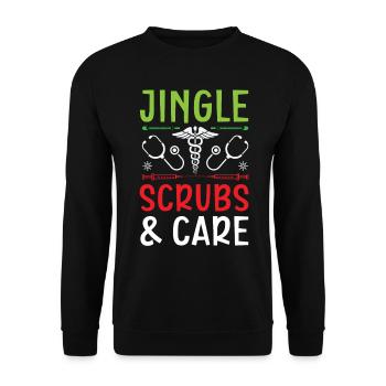 Jingle Scrubs & Care Nurse Noël - Sweat-shirt Unisexe - noir - Devant - Alina (178cm) & Michal (187cm)