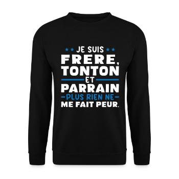 Frère tonton et Parrain - Sweat-shirt Unisexe - noir - Devant - Alina (178cm) & Michal (187cm)