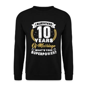 10 years of marriage woman humor married funny gift - Unisex Sweatshirt - black - Front - Alina (178cm) & Michal (187cm)