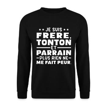 Frère tonton et Parrain - Sweat-shirt Unisexe - noir - Devant - Alina (178cm) & Michal (187cm)