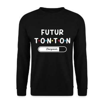 Homme Annonce Grossesse Tonton Futur Tonton - Sweat-shirt Unisexe - noir - Devant - Alina (178cm) & Michal (187cm)