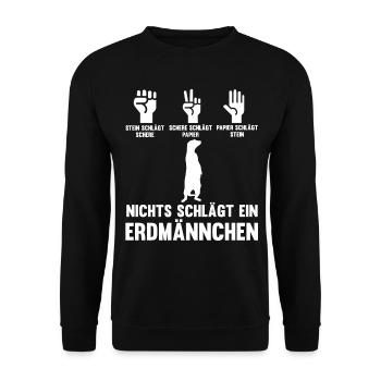 Erdmännchen - Unisex Pullover - Schwarz - Vorne - Alina (178cm) & Michal (187cm)
