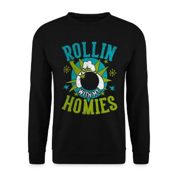 Rollin with my Homies Retro Bowling Gift - Unisex Sweatshirt - black - Front - Alina (178cm) & Michal (187cm)