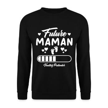 Future Maman Cadeau Nouvelle Naissance Future Mama - Sweat-shirt Unisexe - noir - Devant - Alina (178cm) & Michal (187cm)